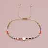Striped Seed Beaded & Brass Heart Link Bracelets LV4885-2