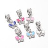 Butterfly Alloy Rhinestone Enamel European Dangle Charms MPDL-L014-01-1