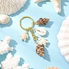 Ocean Style Natural Shell with Synthetic Turquoise Keychains KEYC-JKC01231-04-1