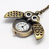 Alloy Owl Wing Design Openable Pendant Pocket Watch Necklaces with Iron Chains X-WACH-M011-01-3