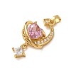 Brass Micro Pave Pink Cubic Zirconia Pendants LS-CU-CBA97F2-10G-2