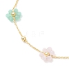 Brass & Glass Beaded Flower Link Chains Anklets AJEW-AN00730-5