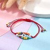 Adjustable Evil Eye Lampwork & Seed Braided Bead Bracelet BJEW-JB09487-2