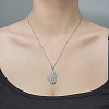 Non-Tarnish 201 Stainless Steel Hollow Hamsa Hand with Eye Pendant Necklace NJEW-OY001-78-2