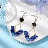 2 Pairs 2 Colors Braided Glass & 201 Stainless Steel Dangle Earrings EJEW-MZ00159-4