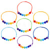 7 Colors Eco-Friendly Korean Waxed Polyester Cord with Natural & Dyed Malaysia Jade Beaded Adjustable Bracelets BJEW-TAC0035-2