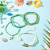 2 Bags Summer Beach Glass Seed Beaded & Natural Shell & Alloy Starfish Charm Anklet Sets AJEW-TA0003-69E-5