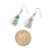 Synthetic Magnesite Skull with Acrylic Beaded Dangle Earrings EJEW-JE05054-01-4