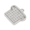 Brass Micro Pave Clear Cubic Zirconia Charms KK-L238-18P-2