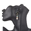 Round Natural Malaysia Jade & Rose Quartz Beaded Dangle Earrings EJEW-JE06471-2