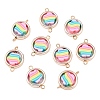 CCB Plastic Frame with Polymer Clay Rainbow Beads Links Connector Charms KK-D103-08C-RG-1