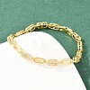 Oval Brass Micro Pave Clear Cubic Zirconia Link Chain Bracelets for Women BJEW-T025-03A-G-4