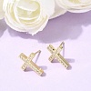 Cross Brass Micro Pave Clear Cubic Zirconia Stud Earrings EJEW-C186-18G-01-1