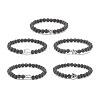 Natural Lava Rock & Alloy Beaded Stretch Bracelet BJEW-JB08309-1