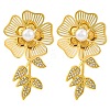 304 Stainless Steel Micro Pave Clear Cubic Zirconia Flower Stud Earrings for Women EJEW-U023-02G-2