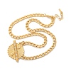 304 Stainless Steel Crystal Rhinestone Flat Round Pendant Twisted Chain Necklaces for Women LS-STAS-Z117-11G-4