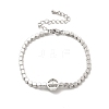 Clear Cubic Zirconia Flat Round Link Bracelet with Tennis Chains BJEW-C030-01P-3