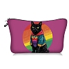 Black Cat in Colorful Clothes Print Polyester Cosmetic Zipper Pouches PW-WG80394-05-1