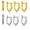 4 Pairs 2 Colors Brass Hollow Out Rectangle Hoop Earring Findings ZIRC-SZ0005-04-1