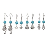 Synthetic Turquoise Beaded Dangle Earrings EJEW-JE05496-1