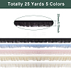 25 Yards 5 Colors Double Tiers Pleated Chiffon Polyester Ribbons ORIB-CW0001-01-4