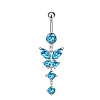 316L Surgical Stainless Steel Cubic Zirconia Butterfly Curved Barbell Dangle Belly Rings WGC23C4-05-2