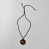 Natural Carnelian & Wood Flower Pendant Necklace with Adjustable Nylon Cords NJEW-WH0002-118B-2