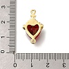 Brass FireBrick Cubic Zirconia Sacred Heart of Jesus Connector Charms X-KK-R002-27G-02-3