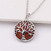 Synthetic Goldstone Alloy Tree of Life Pendant Necklaces for Women Men FS-WG931AE-07-1