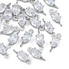 SHEGRACE Brass Pave Cubic Zirconia Oval Connector Charms XGRQ2O873-437A-P-1