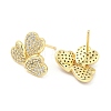 Rack Plating Brass Micro Pave Clear Cubic Zirconia Stud Earrings for Women EJEW-M260-10G-2