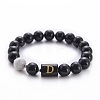 10MM Natural Black Onyx(Dyed & Heated) and Howlite Beaded Stretch Bracelets RH2290-4-1