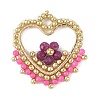 Natural Ruby Faceted Round Beaded Copper Wire Wrapped Pendants PALLOY-MZ01400-01-1
