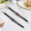 2Pcs 2 Colors Alloy & Leather Cord Bracelets for Men Women BJEW-CL0001-57-8