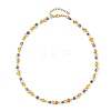 Natural Amber Beads & Cultured Freshwater Pearl Nuggets Beaded Necklaces NJEW-JN06406-3