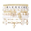 8Pcs 8 Styles Natural & Synthetic Gemstone & Glass & Handmade Polymer Clay & Acrylic Beads Stretch Bracelet Sets BJEW-JB12096-3