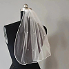 Long Mesh Tulle Bridal Veils with Combs & Plastic Pearl OHAR-WH0025-13-5