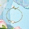 Peach Heart Alloy Enamel Link Bracelets BJEW-JB10412-2