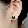 Round Imitation Jade Beads Stud Earrirngs for Girl Women EJEW-BB46205-A-4