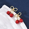 Cherry Brass ABS Plastic Pearl Stud Earrings EJEW-U062-03G-02-3