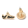 Brass Enamel Stud Earrings EJEW-Z080-01G-5