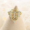 Brass Micro Pave Clear Cubic Zirconia Open Cuff Rings for Women Men KK-B124-12G-2