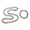 Unisex 304 Stainless Steel Curb Chain Bracelet & Necklace Jewelry Sets SJEW-L198-003P-1