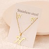 Stainless Steel Letter Pendant Necklaces & Stud Earrings Sets WG3FD2C-08-1