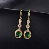 Brass Micro Pave Cubic Zirconia Oval Dangle Earrings for Women RE8265-1-1
