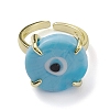 Lampwork Evil Eye Open Cuff Ring RJEW-M147-01LG-02-3