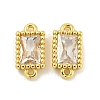 Brass Clear Cubic Zirconia Connector Charms KK-G490-06G-1
