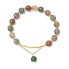 Natural Indian Agate Round Beaded Bracelets BJEW-JB11925-01-2
