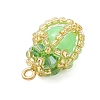 Luminous Handmade Glass Seed Beaded Teardrop Pendants PALLOY-MZ00962-03-4