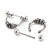 Crown 316 Surgical Stainless Steel Shield Barbell Hoop Earrings EJEW-Z050-53AS-2